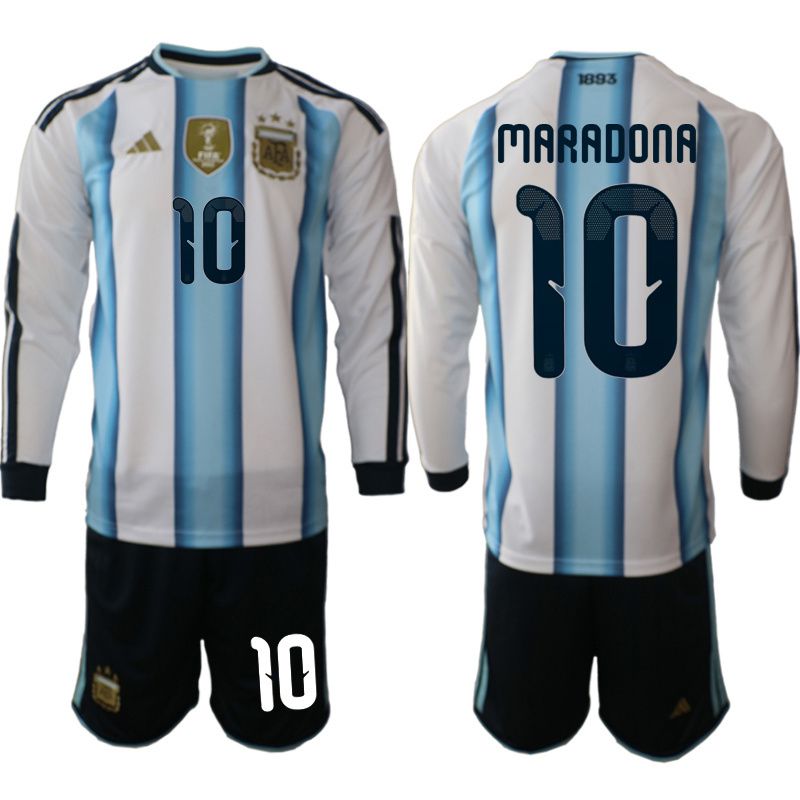 Men 2026 World Cup National Team Argentina home blue #10 long sleeve Soccer Jersey 01